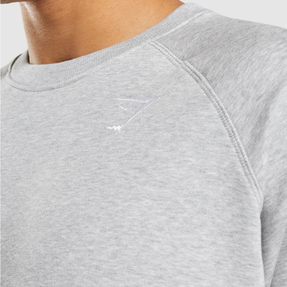 Men’s Gymshark Crest Sweatshirt Slim Fit Small light grey marl - Picture 3 of 7